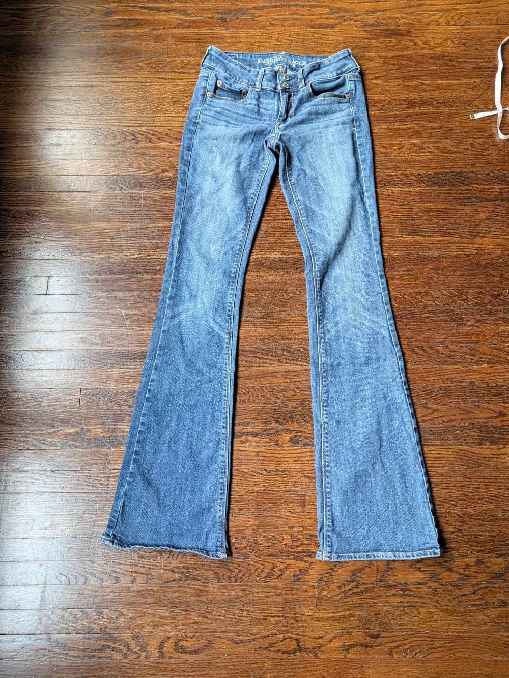 American Eagle Size 2 XLong Artist Stretch Jeans Denim Wide Leg 33" Inseam